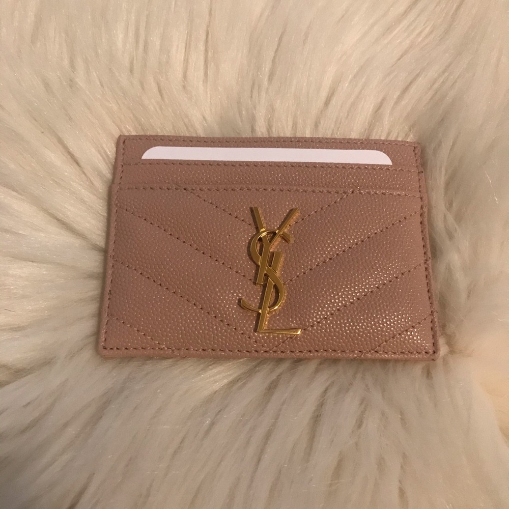 SOLD -💕Saint Laurent Grained Chevron Card Holder - Picture 2 of 6